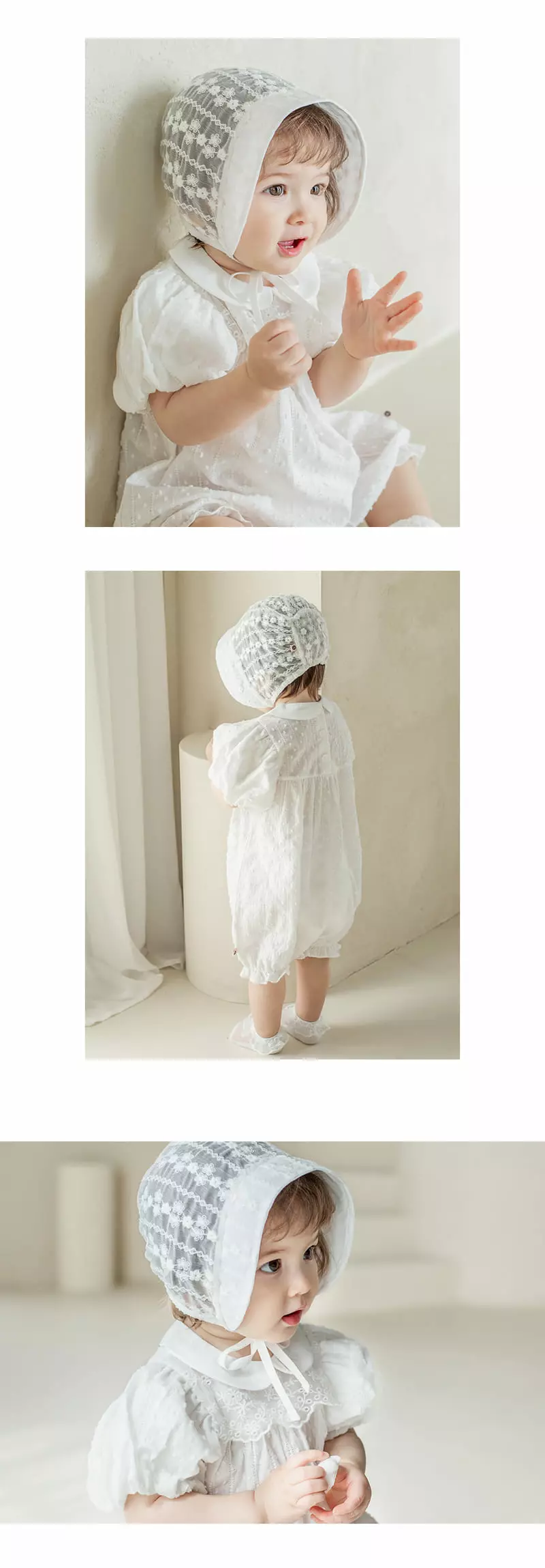 Happy Prince - Korean Baby Fashion - #babyoninstagram - Estell Lace Baby Bonnet - 4