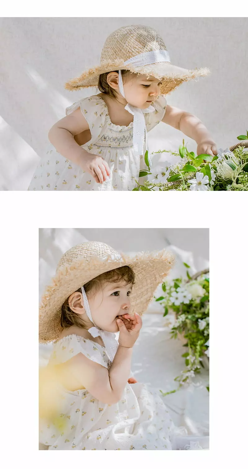 Happy Prince - Korean Baby Fashion - #babyootd - Evelyn Lace Raphia Hat - 4
