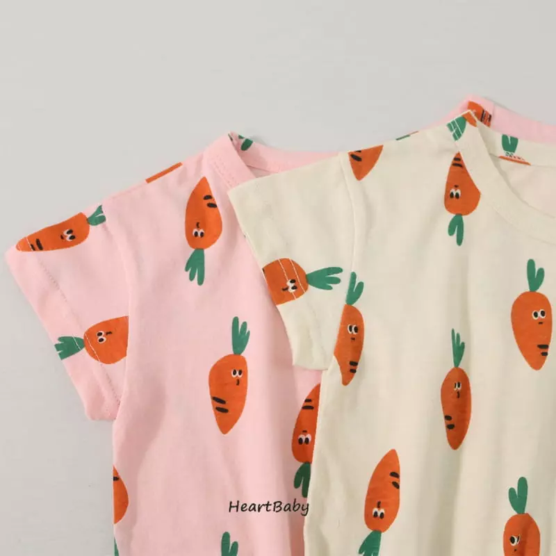 Heart Baby - Korean Baby Fashion - #smilingbaby - Carrot Short Sleeves Bodysuit - 4