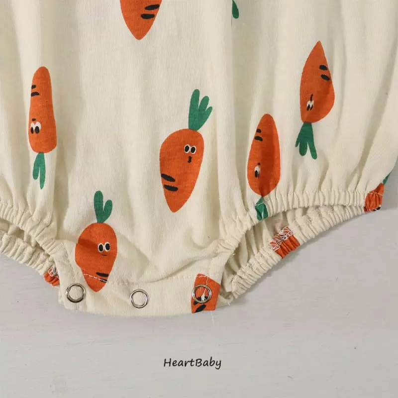 Heart Baby - Korean Baby Fashion - #babyclothing - Carrot Short Sleeves Bodysuit - 6