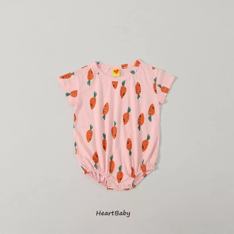Heart Baby - Korean Baby Fashion - #babyfashion - Carrot Short Sleeves Bodysuit - 7