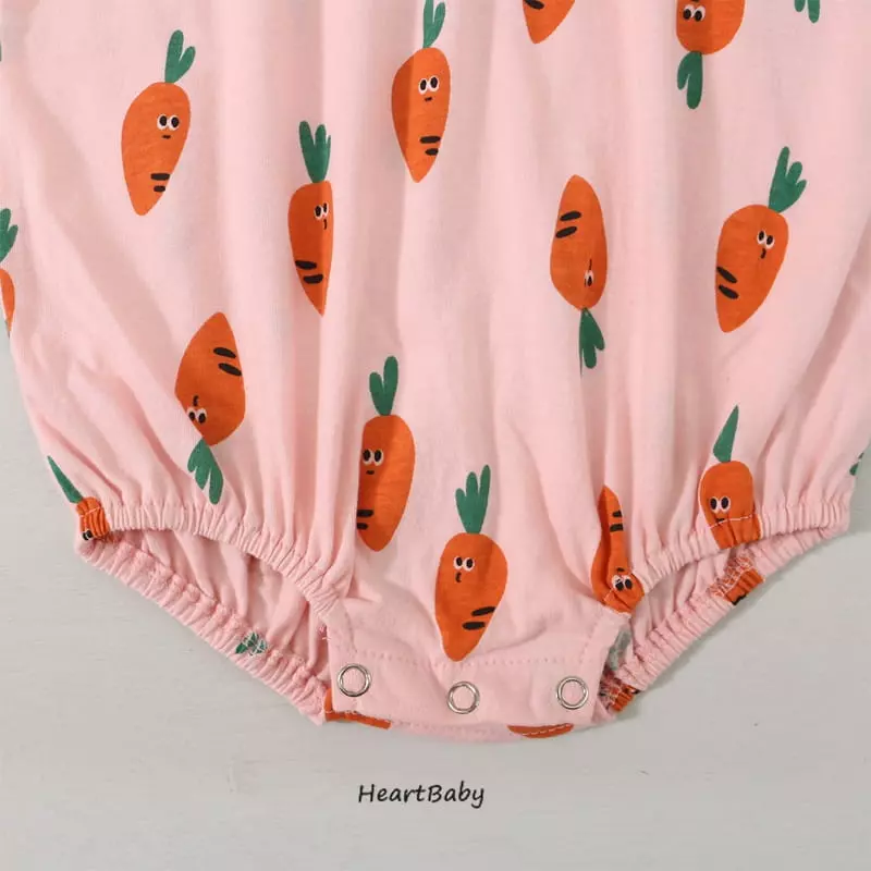 Heart Baby - Korean Baby Fashion - #babyfever - Carrot Short Sleeves Bodysuit - 8
