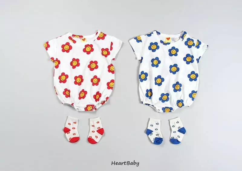 Heart Baby - Korean Baby Fashion - #babyoutfit - Daisy Short Sleeves Bodysuit
