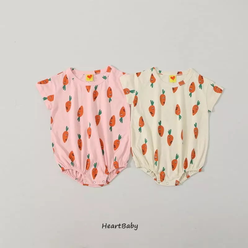 Heart Baby - Korean Baby Fashion - #onlinebabyboutique - Carrot Short Sleeves Bodysuit