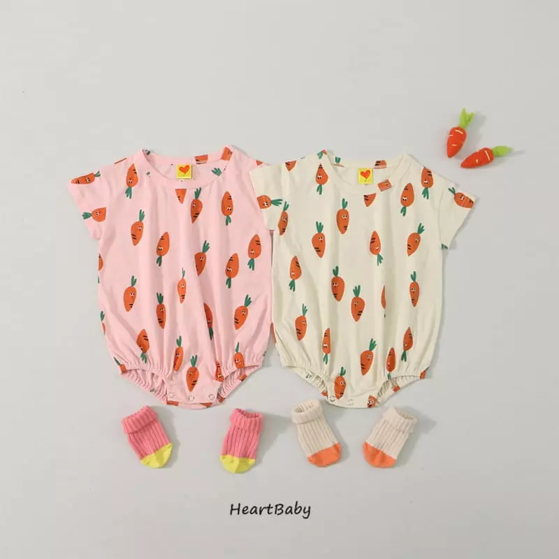 Heart Baby - Korean Baby Fashion - #onlinebabyshop - Carrot Short Sleeves Bodysuit - 2