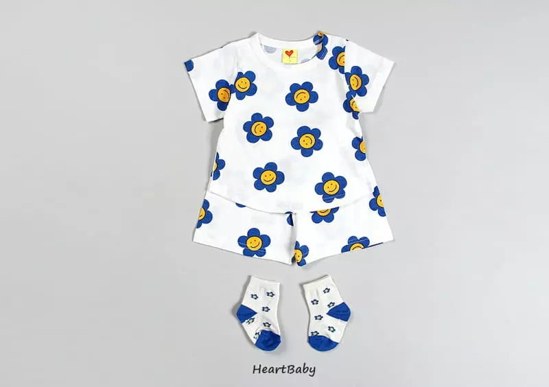 Heart Baby - Korean Children Fashion - #stylishchildhood - Daisy Short Sleeves Top Bottom Set - 4