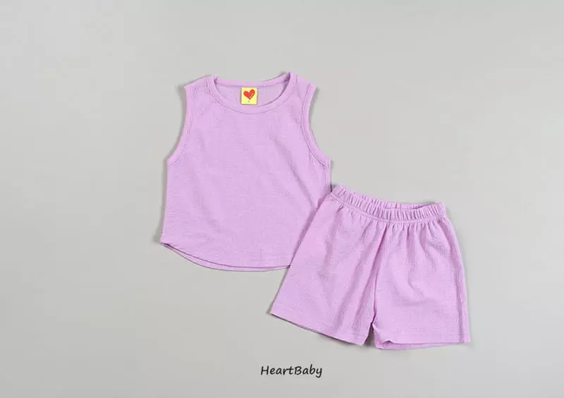 Heart Baby - Korean Children Fashion - #childofig - Macaroon Sleeveless Top Bottom Set - 6