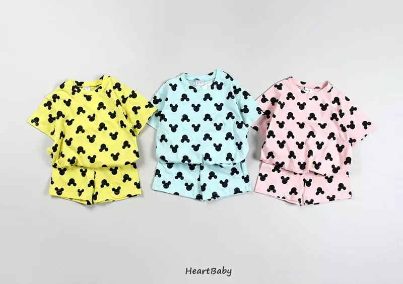 Heart Baby - Korean Children Fashion - #childofig - Circle Mickey Top Bottom Set