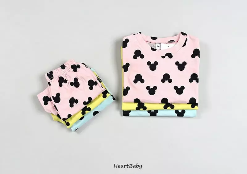 Heart Baby - Korean Children Fashion - #childofig - Circle Mickey Top Bottom Set - 2