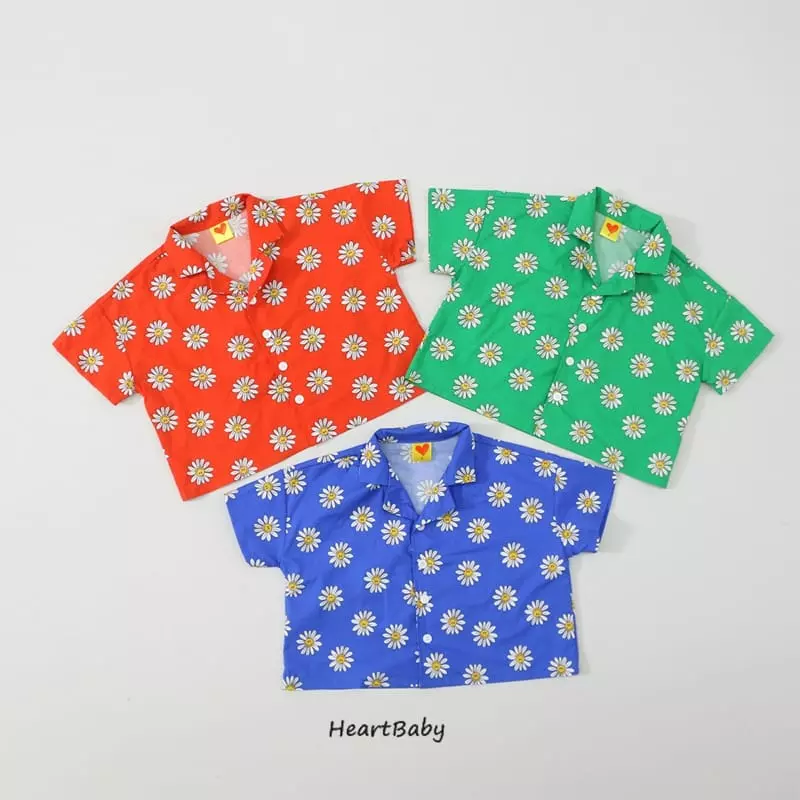 Heart Baby - Korean Children Fashion - #childrensboutique - Flower Collar Shirt - 5