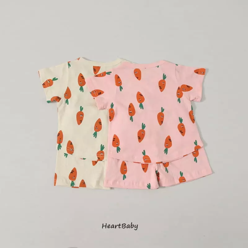Heart Baby - Korean Children Fashion - #childrensboutique - Carrot Short Sleeves Top Bottom Set - 4