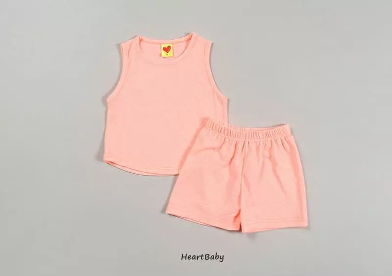 Heart Baby - Korean Children Fashion - #designkidswear - Macaroon Sleeveless Top Bottom Set - 8