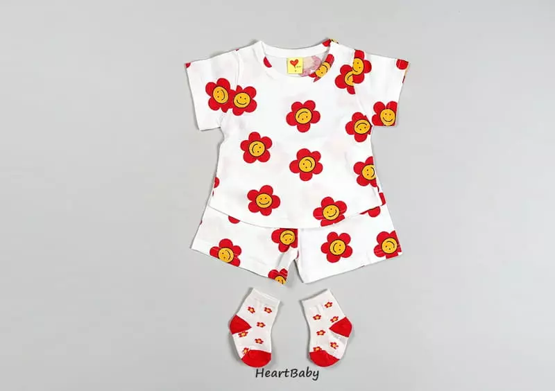 Heart Baby - Korean Children Fashion - #discoveringself - Daisy Short Sleeves Top Bottom Set - 7