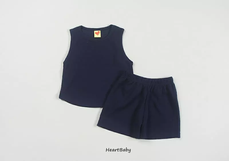Heart Baby - Korean Children Fashion - #discoveringself - Macaroon Sleeveless Top Bottom Set - 9