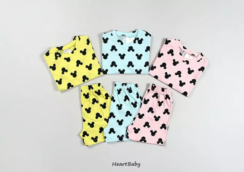 Heart Baby - Korean Children Fashion - #discoveringself - Circle Mickey Top Bottom Set - 5