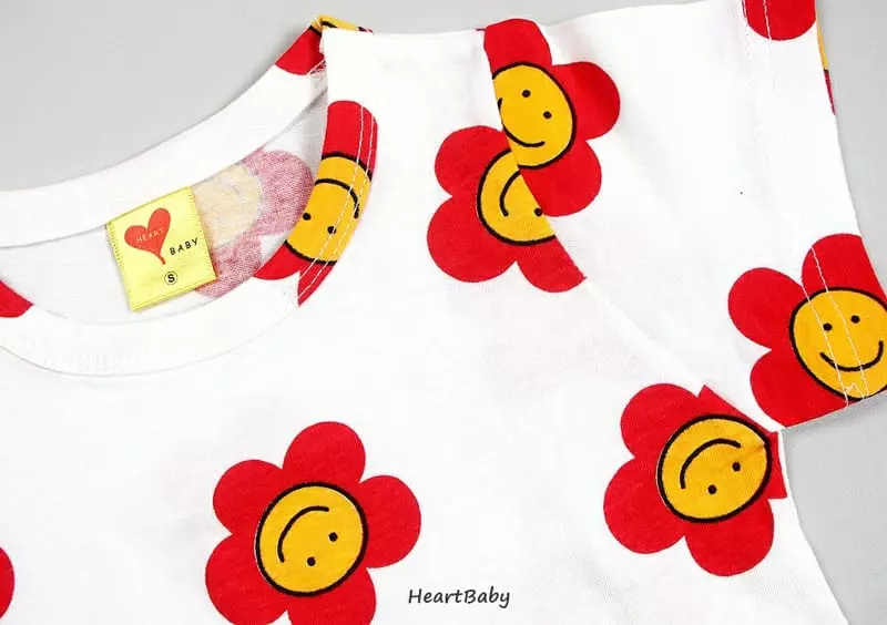 Heart Baby - Korean Children Fashion - #fashionkids - Daisy Short Sleeves Top Bottom Set - 8