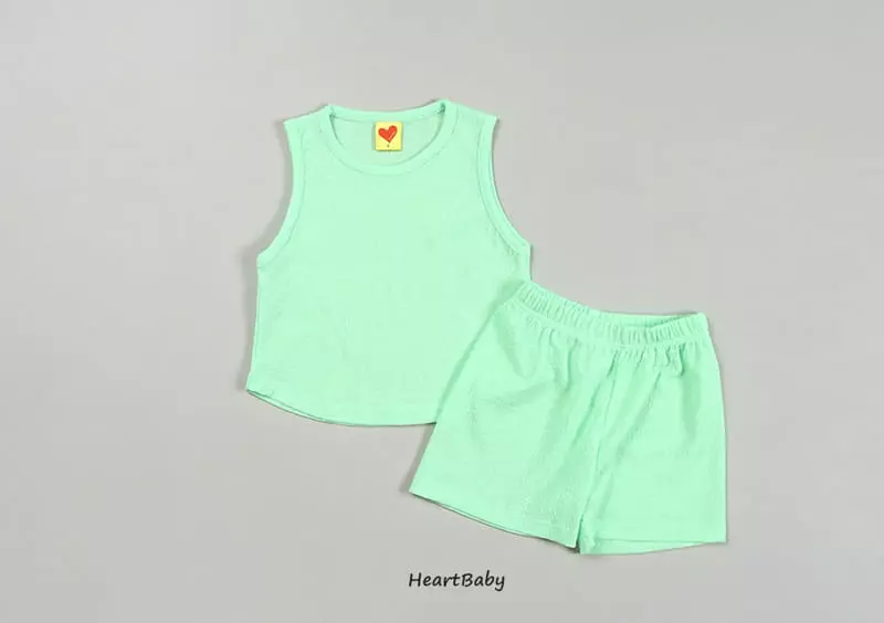 Heart Baby - Korean Children Fashion - #fashionkids - Macaroon Sleeveless Top Bottom Set - 10