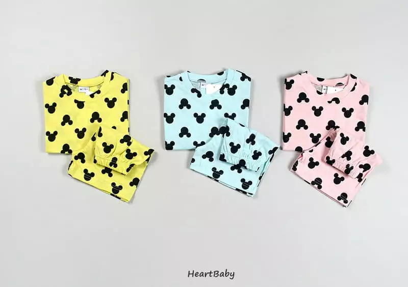 Heart Baby - Korean Children Fashion - #fashionkids - Circle Mickey Top Bottom Set - 6