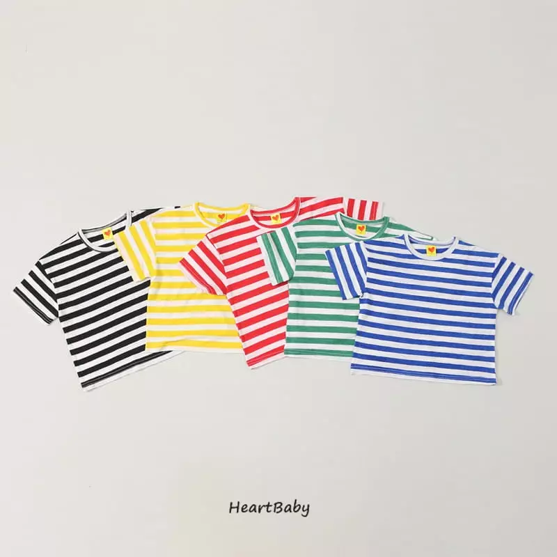 Heart Baby - Korean Children Fashion - #fashionkids - Salrang Stripes Tee