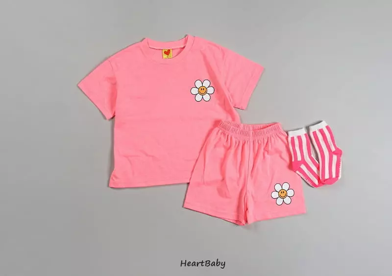 Heart Baby - Korean Children Fashion - #kidsshorts - Neon Daisy Box Top Bottom Set - 6