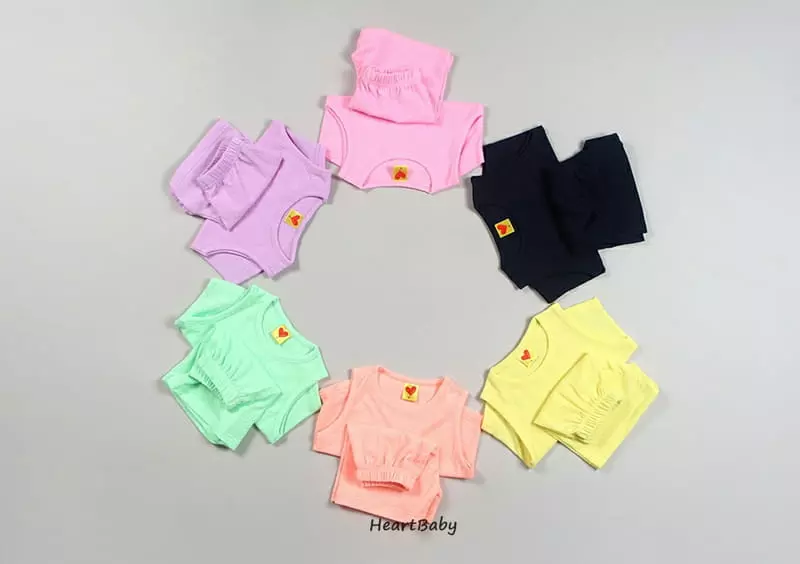 Heart Baby - Korean Children Fashion - #kidsshorts - Macaroon Sleeveless Top Bottom Set - 11