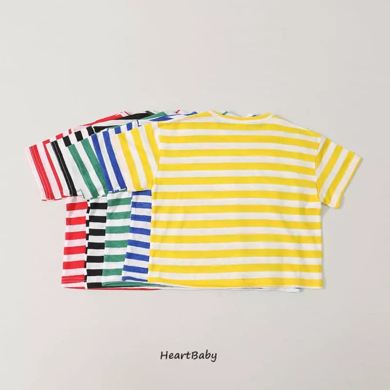 Heart Baby - Korean Children Fashion - #kidsshorts - Salrang Stripes Tee - 2