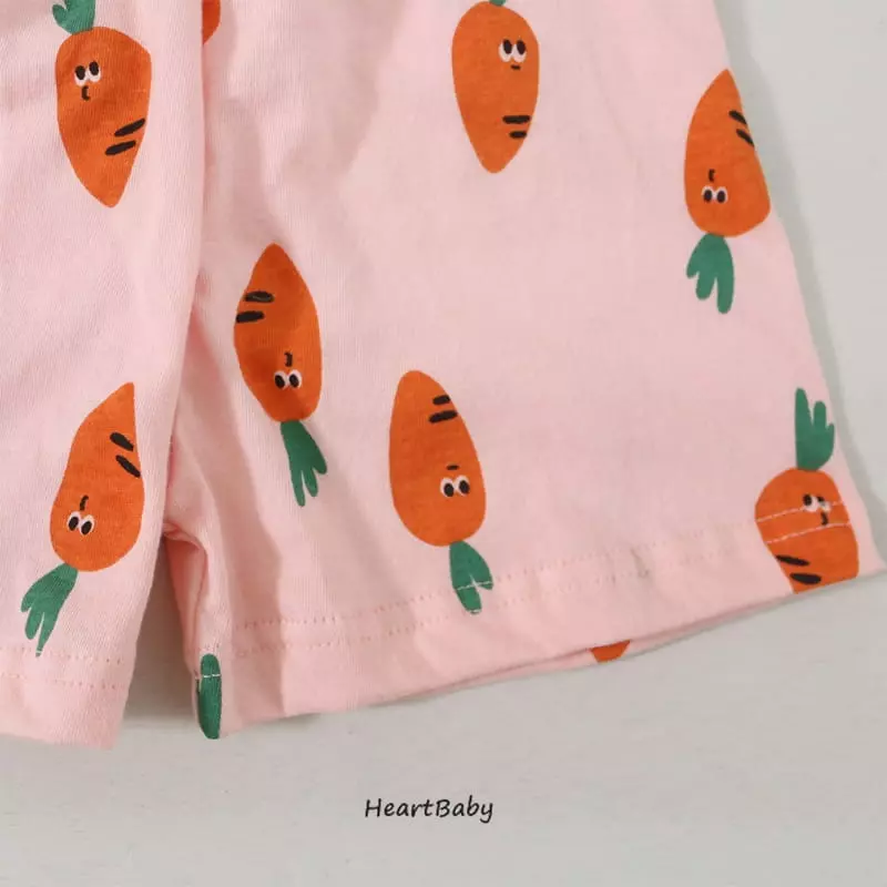 Heart Baby - Korean Children Fashion - #kidzfashiontrend - Carrot Short Sleeves Top Bottom Set - 9
