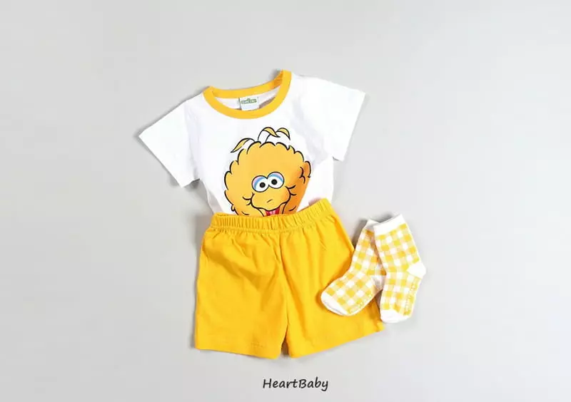 Heart Baby - Korean Children Fashion - #kidzfashiontrend - Sesame Short Sleeves Top Bottom Set - 3