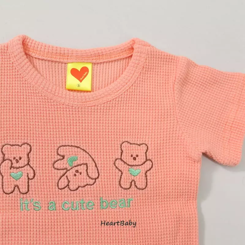 Heart Baby - Korean Children Fashion - #magicofchildhood - Bear Waffle Short Sleeves Eeasywear - 10