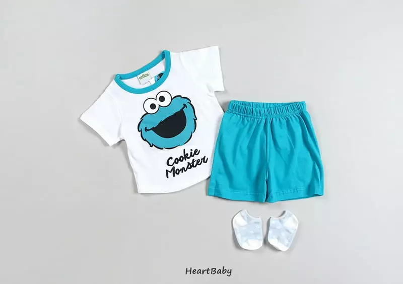 Heart Baby - Korean Children Fashion - #minifashionista - Sesame Short Sleeves Top Bottom Set - 7