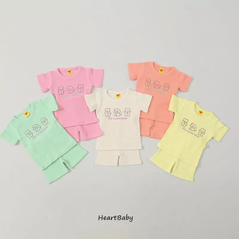 Heart Baby - Korean Children Fashion - #prettylittlegirls - Bear Waffle Short Sleeves Eeasywear - 12