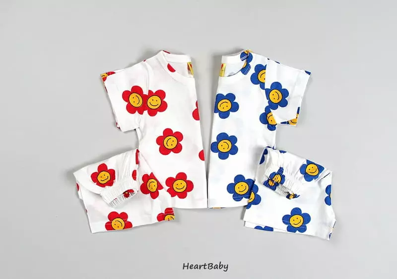 Heart Baby - Korean Children Fashion - #stylishchildhood - Daisy Short Sleeves Top Bottom Set - 3