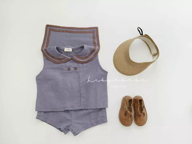 Hi Byebebe - Korean Baby Fashion - #babyfever - Chocolat Sailor Top Bottom Set - 3