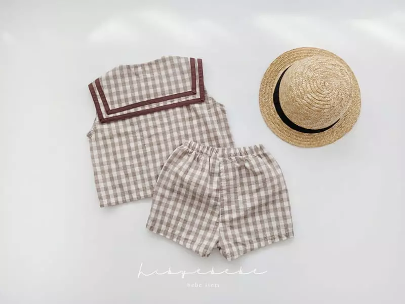 Hi Byebebe - Korean Baby Fashion - #babyoutfit - Chocolat Sailor Top Bottom Set - 9