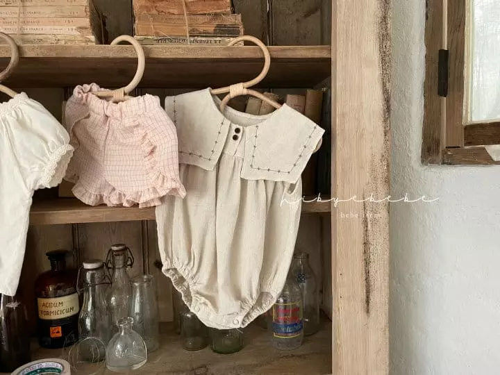 Hi Byebebe - Korean Baby Fashion - #babyoutfit - Natural Collar Bodysuit - 5