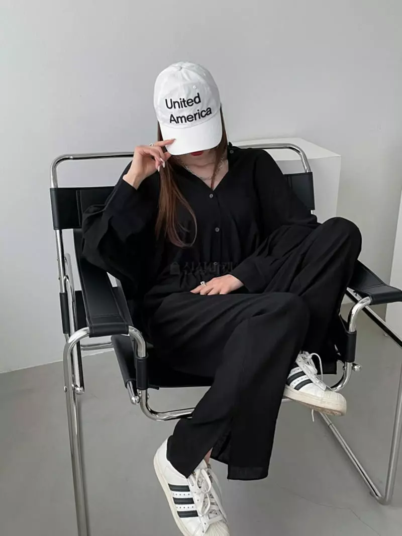 Highcolor - Korean Women Fashion - #momslook - Wrinkle Top Bottom Set - 2