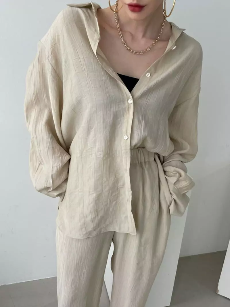Highcolor - Korean Women Fashion - #momslook - Wrinkle Shirt