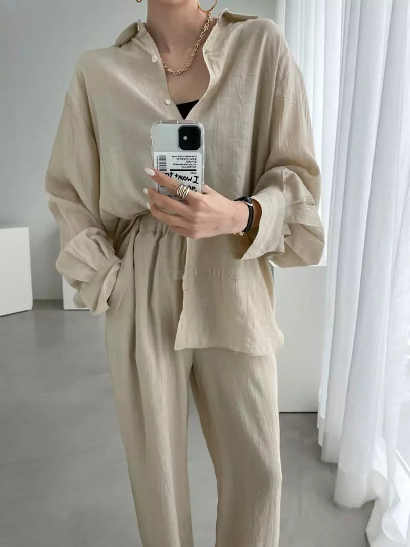 Highcolor - Korean Women Fashion - #womensfashion - Wrinkle Top Bottom Set