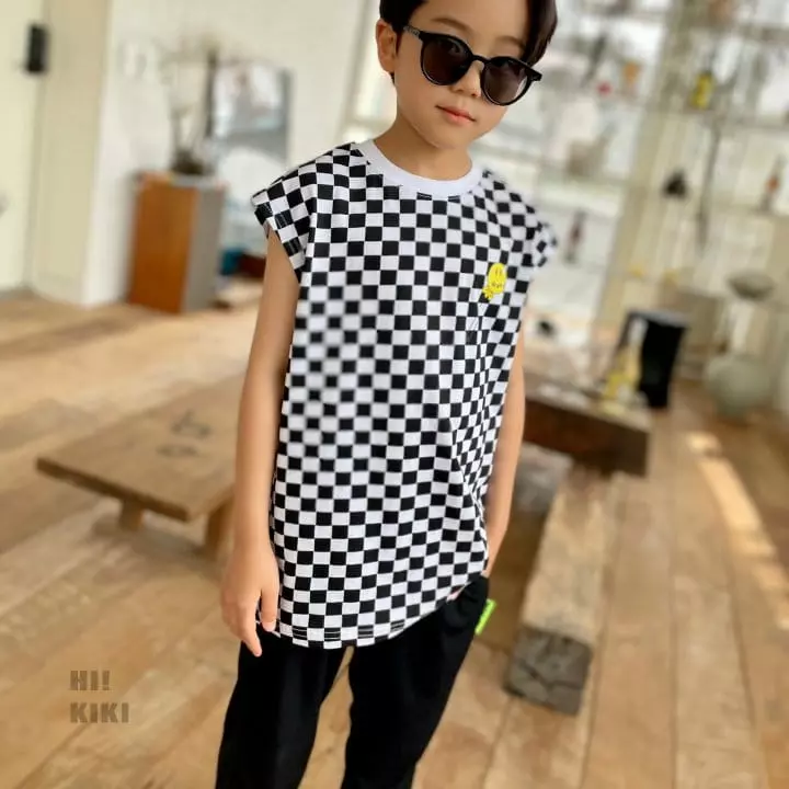 Hikiki - Korean Children Fashion - #childrensboutique - Checker Sleeveless Tee - 8