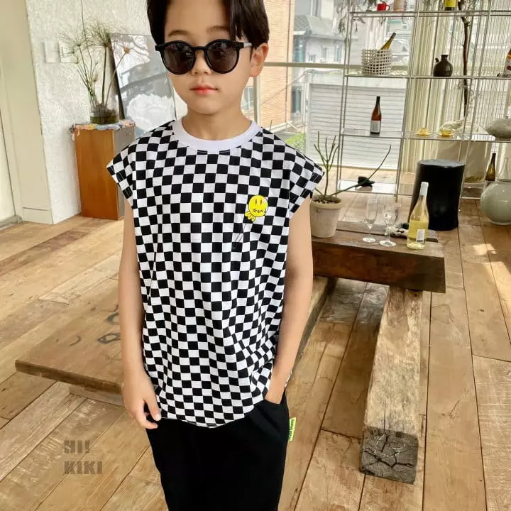 Hikiki - Korean Children Fashion - #designkidswear - Checker Sleeveless Tee - 9