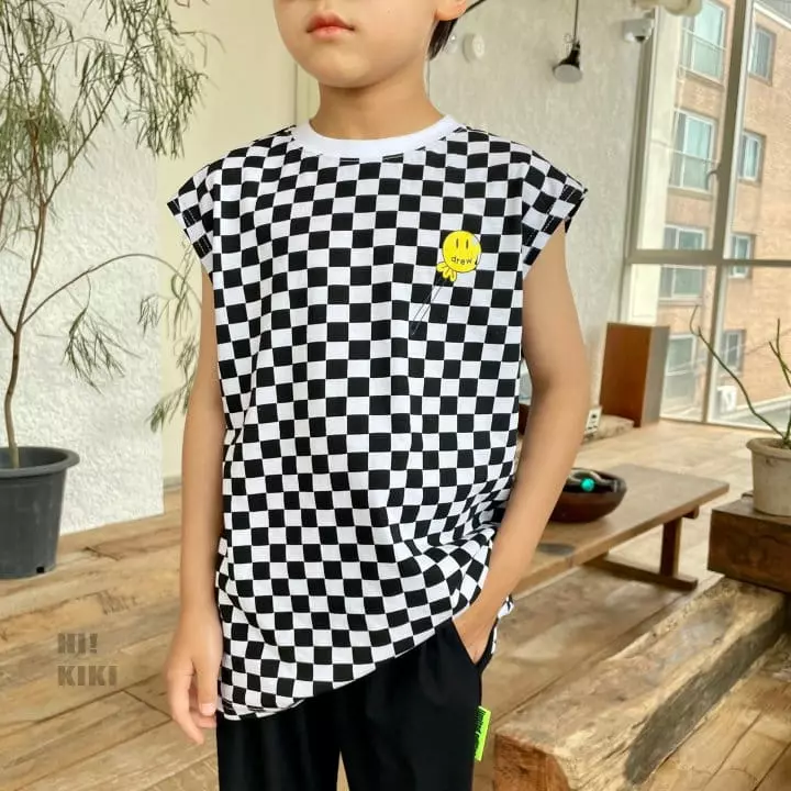 Hikiki - Korean Children Fashion - #discoveringself - Checker Sleeveless Tee - 10