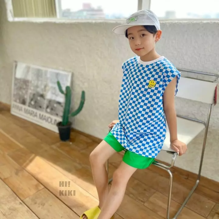 Hikiki - Korean Children Fashion - #prettylittlegirls - Checker Sleeveless Tee - 5