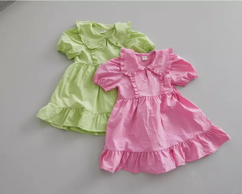 Honeybee - Korean Children Fashion - #kidsstore - Frill Collar One-piece