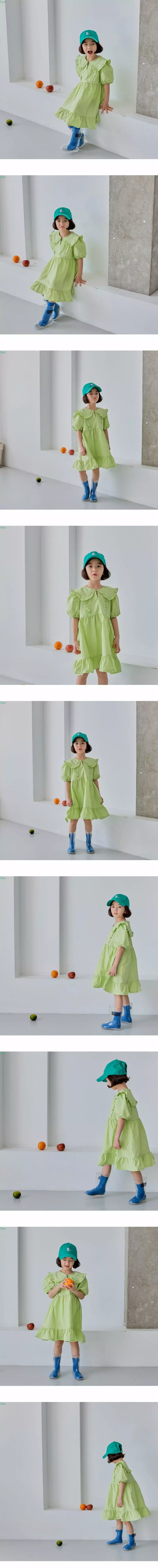 Honeybee - Korean Children Fashion - #kidzfashiontrend - Frill Collar One-piece - 2