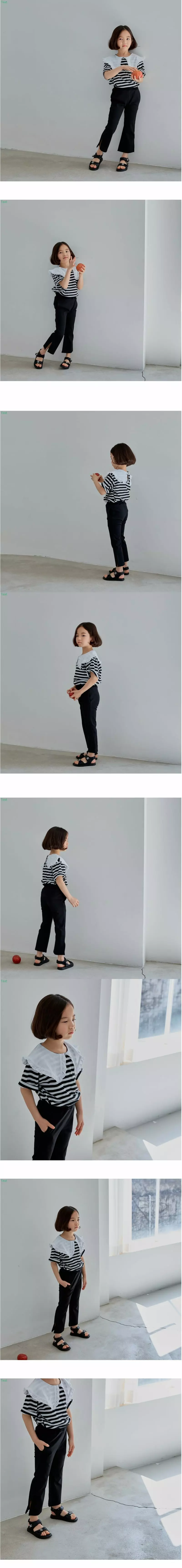 Honeybee - Korean Children Fashion - #prettylittlegirls - Stripes Frill Collar Tee - 2