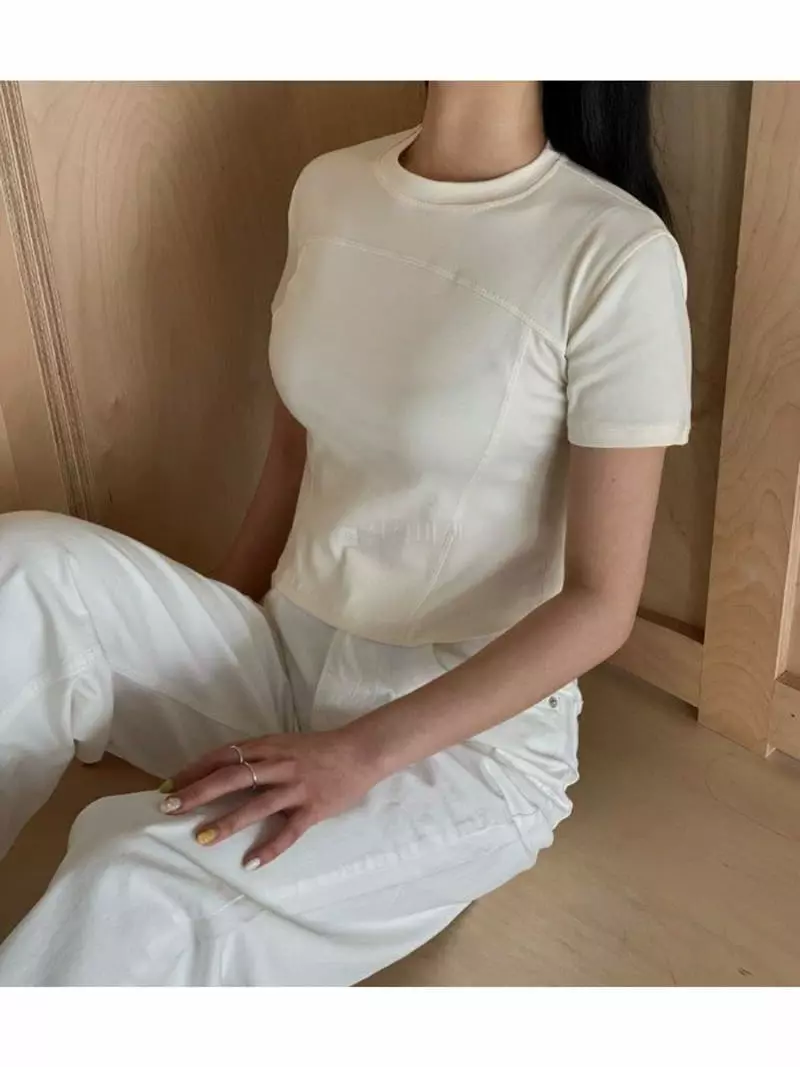 Howl - Korean Women Fashion - #womensfashion - Short Stitch Tee - 2