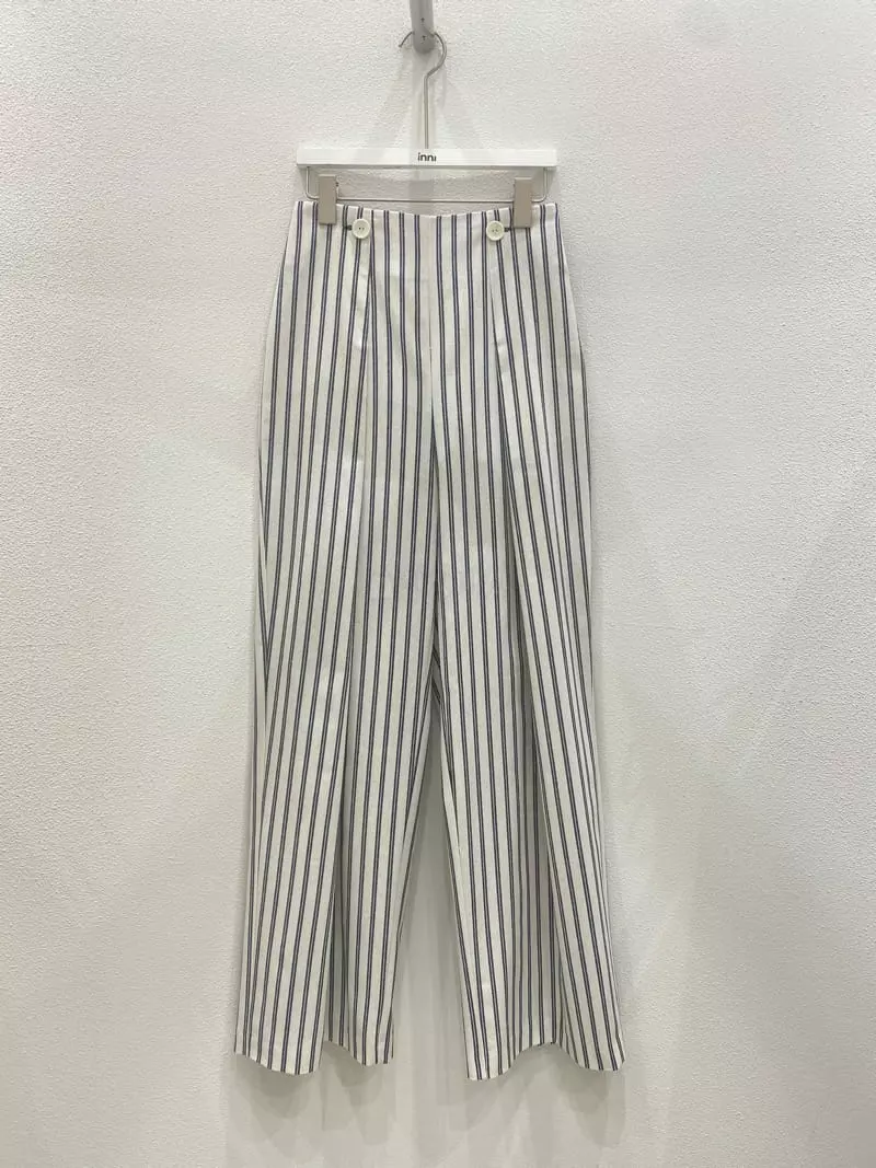 Inni - Korean Women Fashion - #momslook - Ture Linen Stripes Tuck Pants