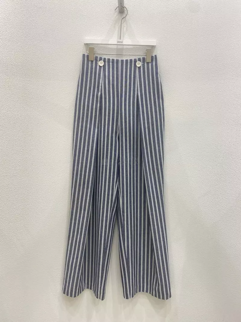 Inni - Korean Women Fashion - #momslook - Ture Linen Stripes Tuck Pants - 3