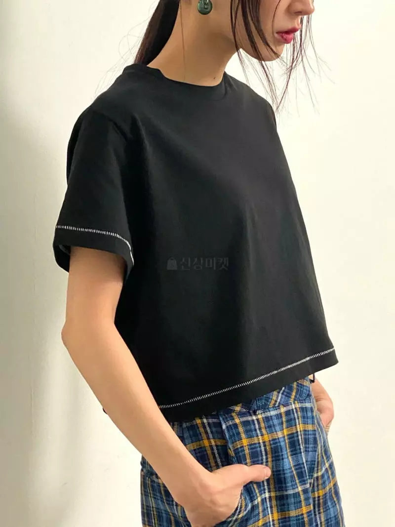 Inni - Korean Women Fashion - #momslook - Crop Short Sleeves Tee - 3