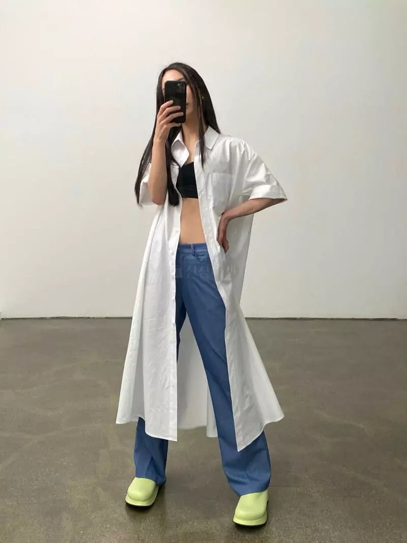 Inni - Korean Women Fashion - #momslook - Cool Shirt Long One-piece - 2
